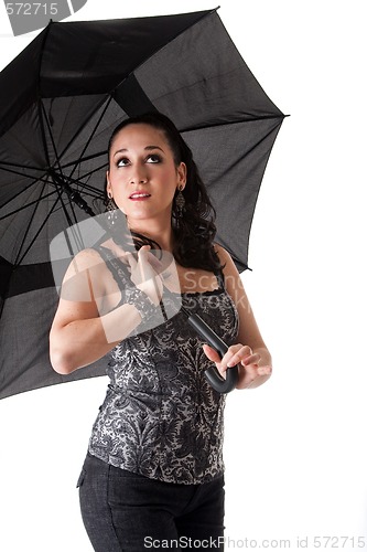 Image of Beautiful woman with umbrella