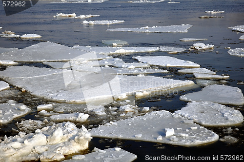 Image of Ice blocks in river