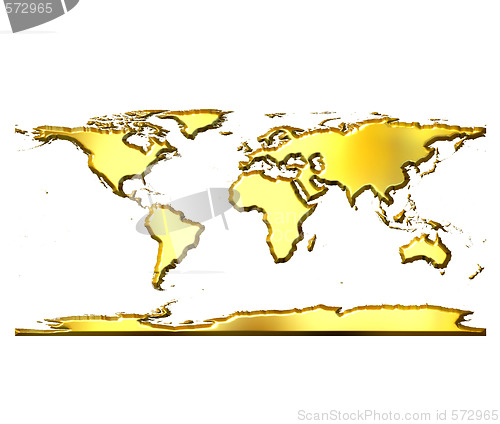 Image of 3D Golden World Map