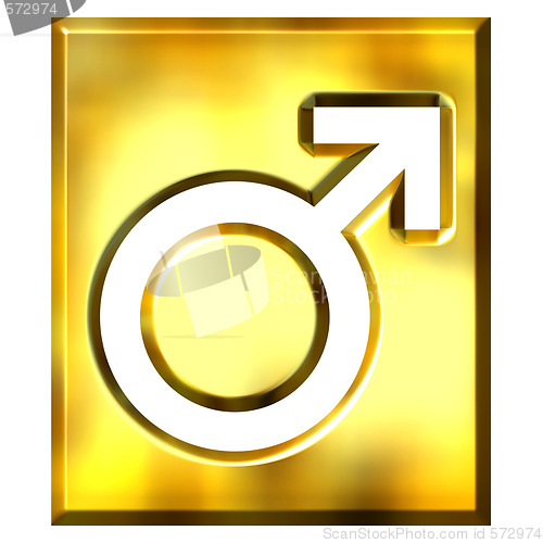 Image of 3D Golden Male Symbol Sign