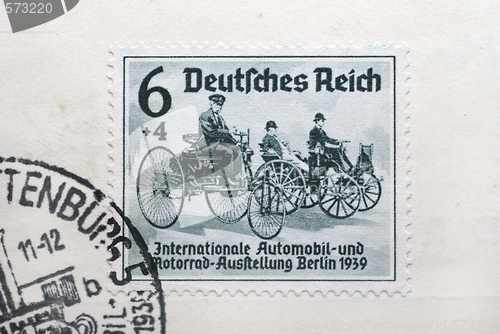 Image of German postage stamp in honor of International Car Exhibition in Berlin. 