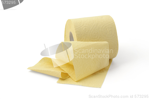 Image of roll of yellow toilet paper