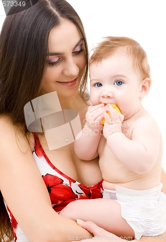 Image of baby boy in mother hands