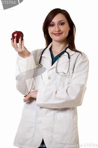 Image of Lady doctor with apple