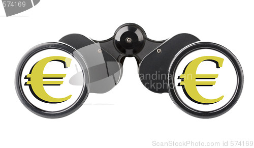 Image of isolated binoculars with money