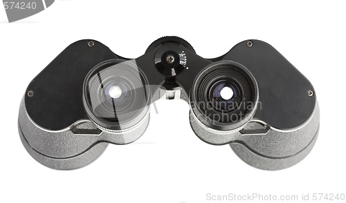 Image of isolated binoculars with money