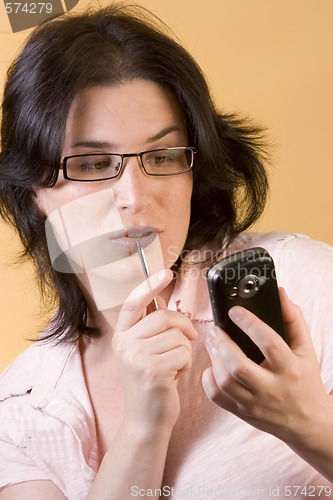 Image of young woman communication technology