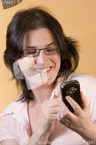 Image of young woman communication technology