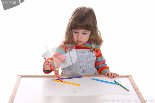 Image of beauty a little girl drawing