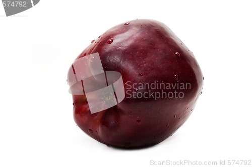Image of Red apple in dewdrop