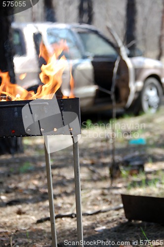Image of burning fire wood