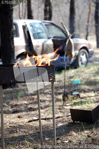 Image of burning fire wood