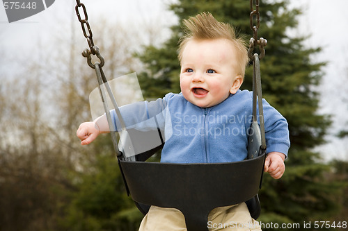 Image of Happy Boy on Swing