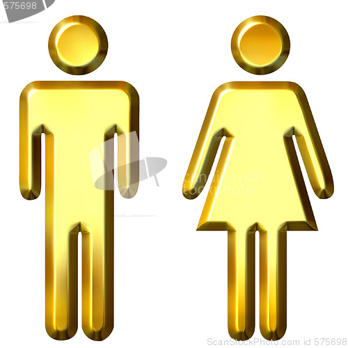 Image of 3D Golden Man and Woman Silhouettes