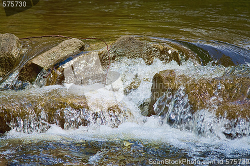 Image of waterfalling on rocks in stream