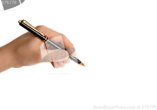 Image of Lefthanded child writing on white paper