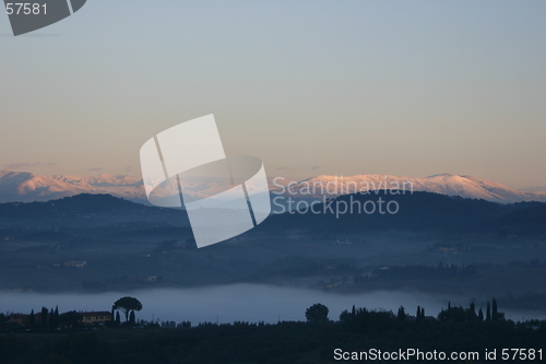 Image of Winter sunrise in tuscany