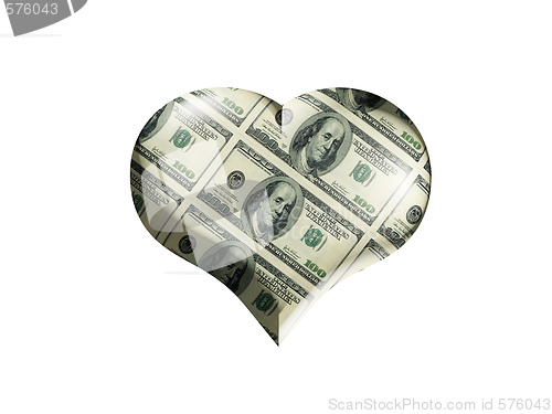 Image of Heart colored into the dollars