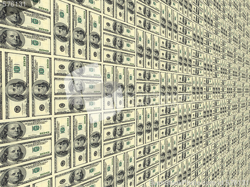 Image of Flat surface painted into image of dollars