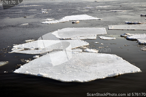 Image of Ice blocks in river