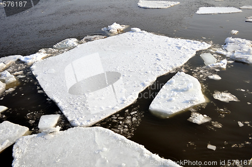 Image of Ice blocks in river