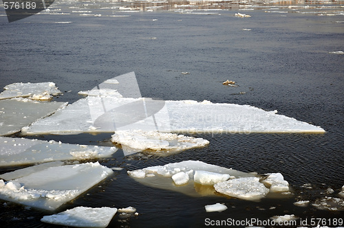 Image of Ice blocks in river