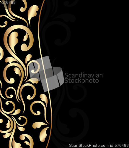 Image of Abstract waves with floral ornament