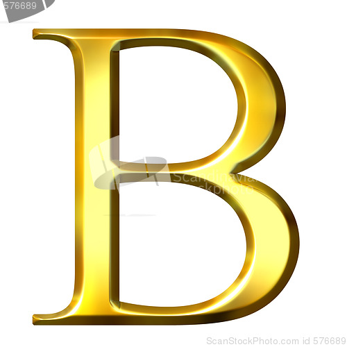 Image of 3D Golden Greek Letter Beta