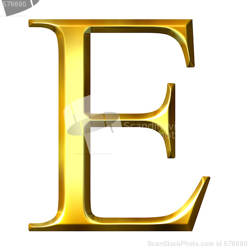 Image of 3D Golden Greek Letter Epsilon