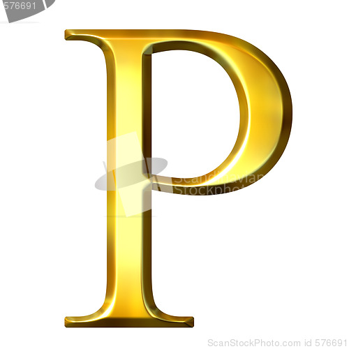 Image of 3D Golden Greek Letter Rho