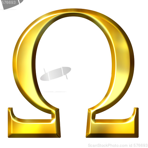 Image of 3D Golden Greek Letter Omega