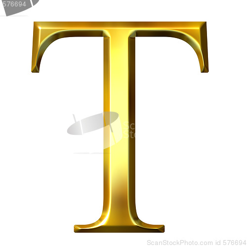 Image of 3D Golden Greek Letter Tau