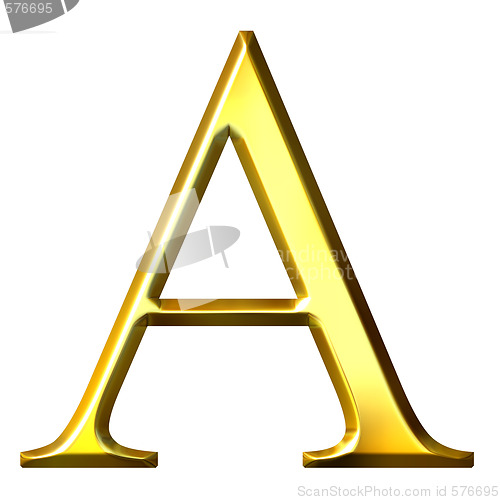 Image of 3D Golden Greek Letter Alpha