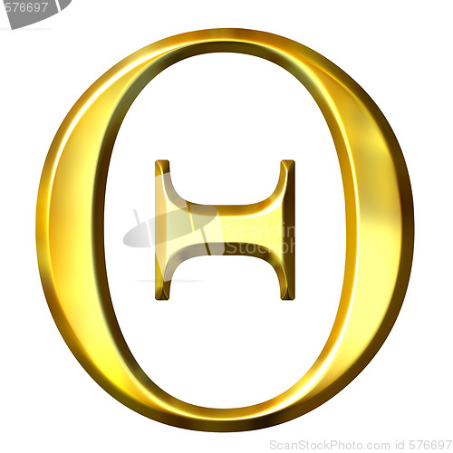 Image of 3D Golden Greek Letter Theta