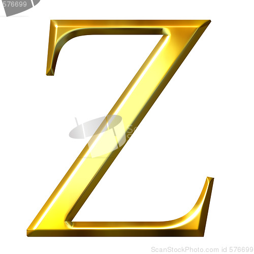 Image of 3D Golden Greek Letter Zeta
