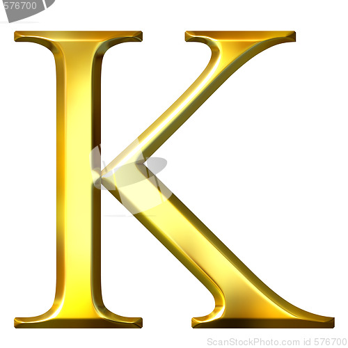 Image of 3D Golden Greek Letter Kappa