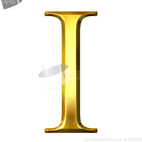 Image of 3D Golden Greek Letter Iota