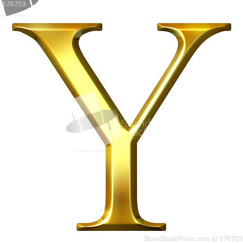 Image of 3D Golden Greek Letter Ypsilon