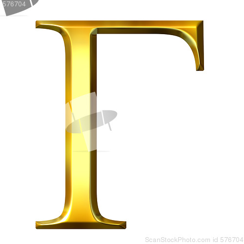 Image of 3D Golden Greek Letter Gamma