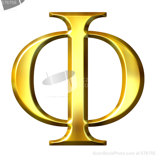 Image of 3D Golden Greek Letter Phi