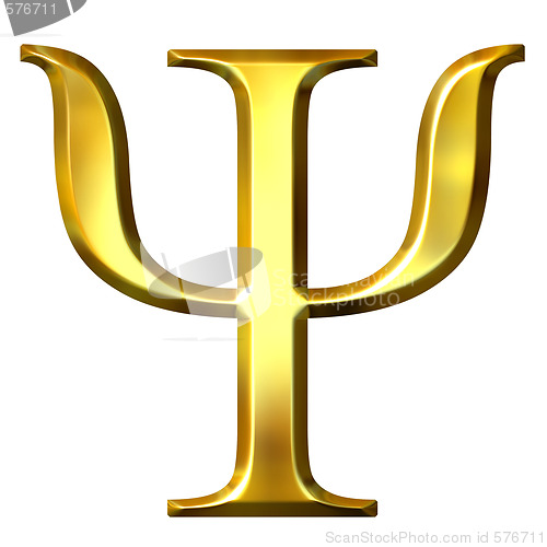 Image of 3D Golden Greek Letter Psi