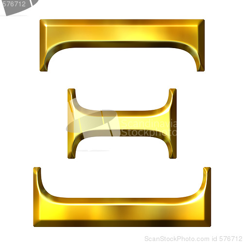 Image of 3D Golden Greek Letter Xi