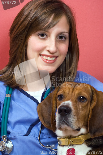 Image of Veterinarian With a Beagle