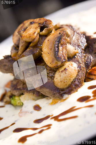 Image of Juicy steak with mushrooms