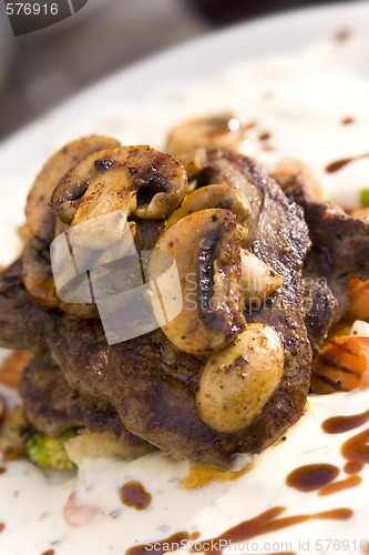 Image of Juicy steak with mushrooms