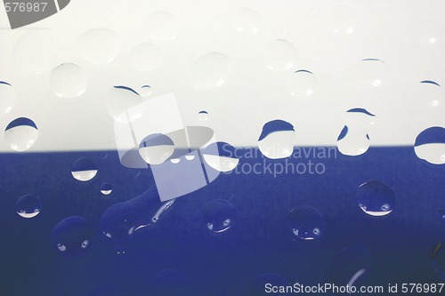 Image of Water drops on blue background
