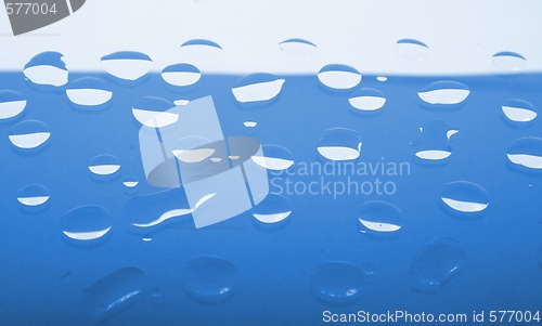 Image of Water drops on blue background
