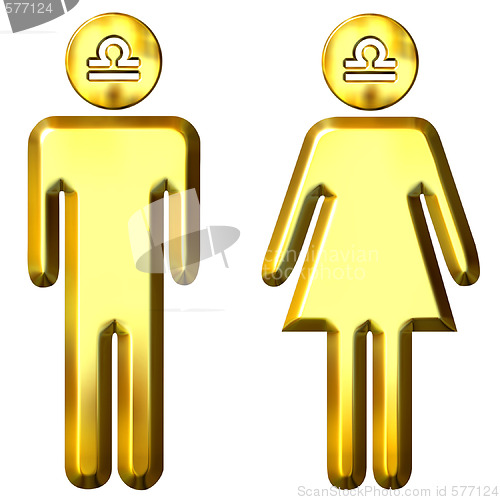 Image of 3d golden Libra man and woman 