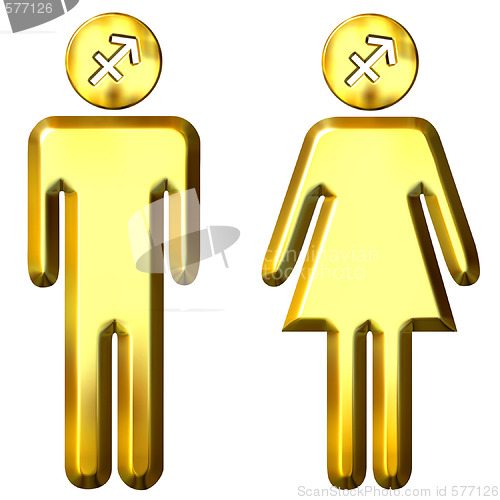 Image of 3d golden Sagittarius man and woman 