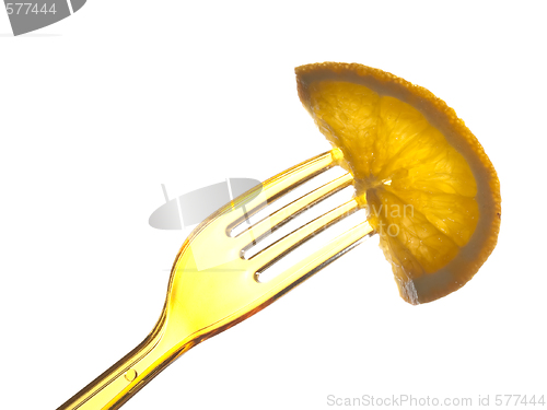 Image of Plastic fork with orange cantle